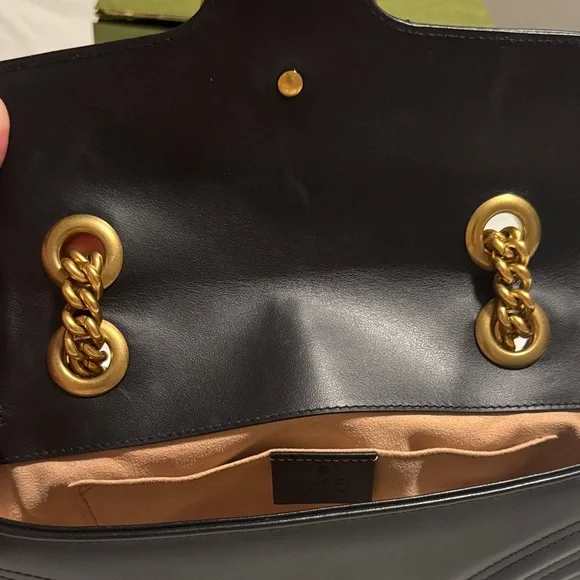 Gucci GG Marmont Black Quilted Shoulder Bag with Gold Chain - Picture 9 of 10